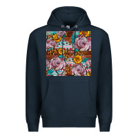 Navy Western Landrace Pig With Sunflowers Seamless Premium Hoodie - FaDigitalArtStudio