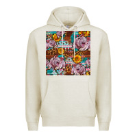 Oatmeal Heather Western Landrace Pig With Sunflowers Seamless Premium Hoodie - FaDigitalArtStudio