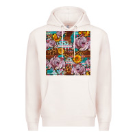 Pale Pink Western Landrace Pig With Sunflowers Seamless Premium Hoodie - FaDigitalArtStudio