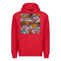 Red Western Landrace Pig With Sunflowers Seamless Premium Hoodie - FaDigitalArtStudio