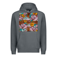 Rock Western Landrace Pig With Sunflowers Seamless Premium Hoodie - FaDigitalArtStudio