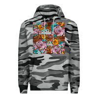 Slate Camo Western Landrace Pig With Sunflowers Seamless Premium Hoodie - FaDigitalArtStudio