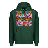 Sports Green Western Landrace Pig With Sunflowers Seamless Premium Hoodie - FaDigitalArtStudio