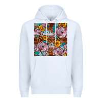 White Western Landrace Pig With Sunflowers Seamless Premium Hoodie - FaDigitalArtStudio