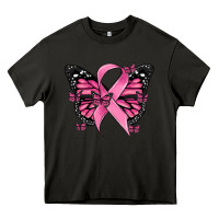 Asphalt breast cancer ribbon  butterfly Heavy Core Tee - MaliasSmallBusiness