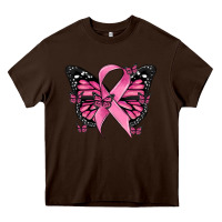 Chocolate Brown breast cancer ribbon  butterfly Heavy Core Tee - MaliasSmallBusiness