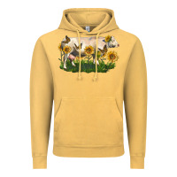 Vintage Mustard charolais cow with sunflower Vintage Hoodie - LillyAllenDesigns