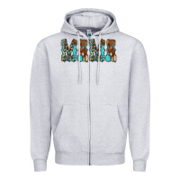 Heather Grey Mama Turquoise Tooled Zipper Hoodie - CowCowDesign