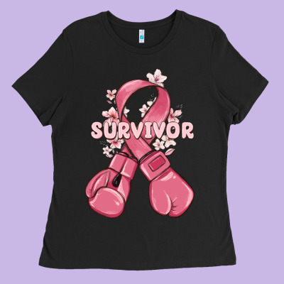 Survivor Breast Cancer With Boxing Gloves Ladies Tee Designed By Maliassmallbusiness