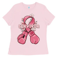 Bubblegum Pink survivor breast cancer with boxing gloves Ladies Tee - MaliasSmallBusiness