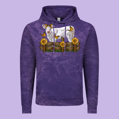 Charolais Calf With Sunflowers Vintage Hoodie Designed By Lillyallendesigns