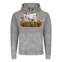 Cloud Rock charolais calf with sunflowers Vintage Hoodie - LillyAllenDesigns