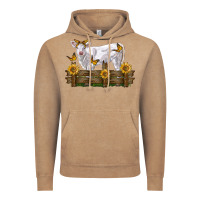 Vintage Coffee charolais calf with sunflowers Vintage Hoodie - LillyAllenDesigns