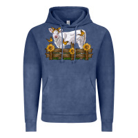 Vintage Denim charolais calf with sunflowers Vintage Hoodie - LillyAllenDesigns