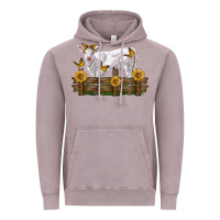 Vintage Zinc charolais calf with sunflowers Vintage Hoodie - LillyAllenDesigns