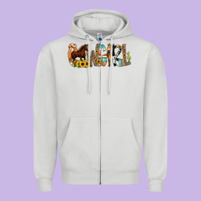 Cowgirl Horse Min Zipper Hoodie Designed By Cowcowdesign