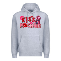 Heather Grey Kiss machine Valentine's Day Premium Hoodie - FaDigitalArtStudio
