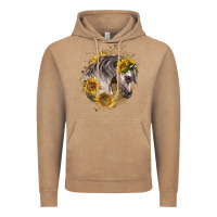 Vintage Coffee arabian horse with sunflowers Vintage Hoodie - LillyAllenDesigns