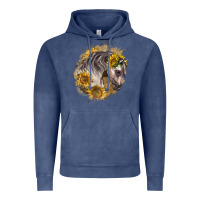 Vintage Denim arabian horse with sunflowers Vintage Hoodie - LillyAllenDesigns