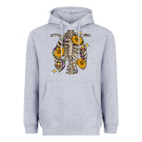 Heather Grey mardi gras chest sunflowers skeleton Heavyweight Hoodie - FaDigitalArtStudio