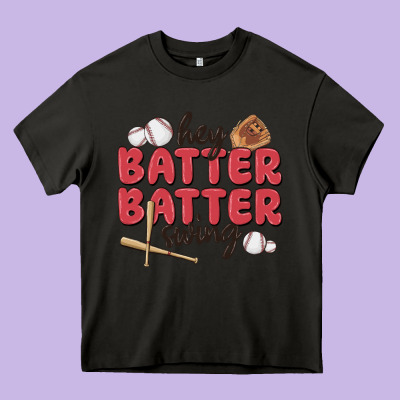 Hey Batter Batter Swing Heavy Core Tee Designed By Maliassmallbusiness
