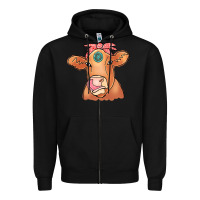 Black Cow  Turquoise Zipper Hoodie - CowCowDesign