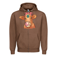 Chestnut Cow  Turquoise Zipper Hoodie - CowCowDesign