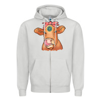 Dove Grey Cow  Turquoise Zipper Hoodie - CowCowDesign