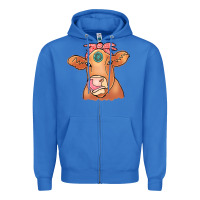 True Royal Cow  Turquoise Zipper Hoodie - CowCowDesign
