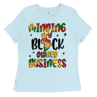 Baby Blue minding my black owned business Ladies Tee - MaliasSmallBusiness