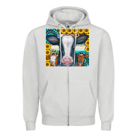 Dove Grey Cows Gemstone Sunflowers Tumbler Zipper Hoodie - CowCowDesign