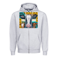 Heather Grey Cows Gemstone Sunflowers Tumbler Zipper Hoodie - CowCowDesign