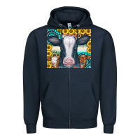 Navy Cows Gemstone Sunflowers Tumbler Zipper Hoodie - CowCowDesign