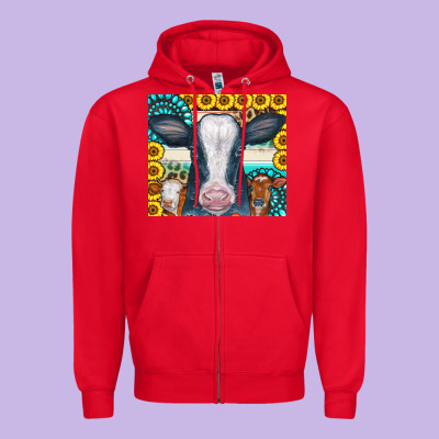 Cows Gemstone Sunflowers Tumbler Zipper Hoodie Designed By Cowcowdesign
