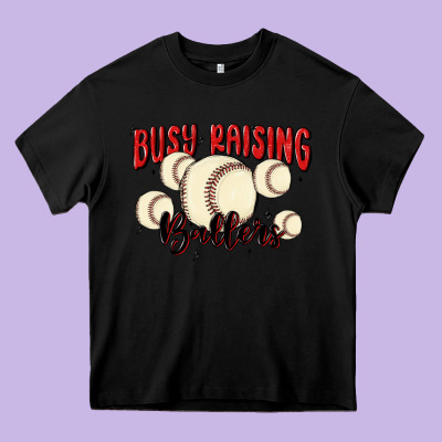 Busy Raising Ballers Heavy Core Tee Designed By Maliassmallbusiness