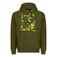 Army Green St. Patrick's Forget luck give me beer Premium Hoodie - OliviaCreatesArt