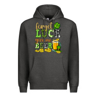 Charcoal Heather St. Patrick's Forget luck give me beer Premium Hoodie - OliviaCreatesArt