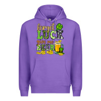 Purple St. Patrick's Forget luck give me beer Premium Hoodie - OliviaCreatesArt