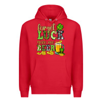 Red St. Patrick's Forget luck give me beer Premium Hoodie - OliviaCreatesArt