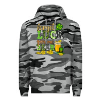 Slate Camo St. Patrick's Forget luck give me beer Premium Hoodie - OliviaCreatesArt