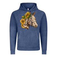 Vintage Denim appaloosa horse with sunflowers Vintage Hoodie - LillyAllenDesigns