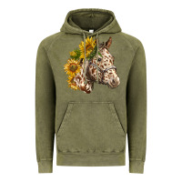 Vintage Olive appaloosa horse with sunflowers Vintage Hoodie - LillyAllenDesigns