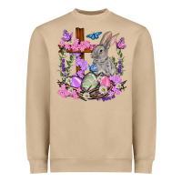 Mushroom Easter eggs and Bunny with Cross Easter Day Heavyweight Sweatshirt - HowdyJamesFarm