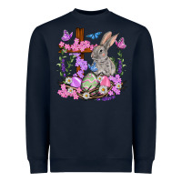 Navy Easter eggs and Bunny with Cross Easter Day Heavyweight Sweatshirt - HowdyJamesFarm