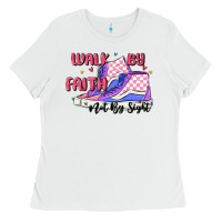 White walk by faith Ladies Tee - MaliasSmallBusiness