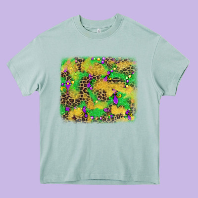 Mardi Gras Fleur De Lis And Leopard Background Heavy Core Tee Designed By Adodesignshop