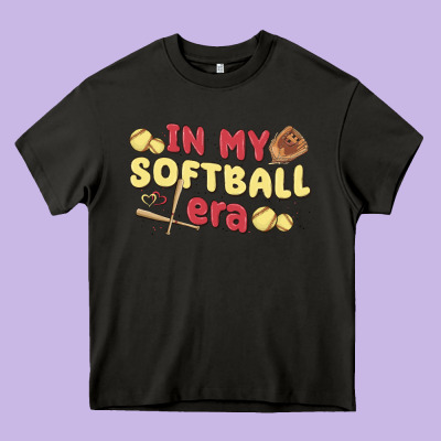In My Softball Era Heavy Core Tee Designed By Maliassmallbusiness