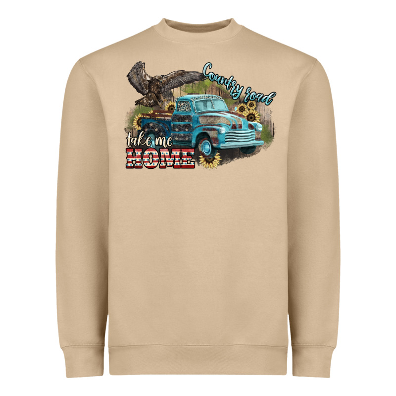 Truck Usa Country Road Take Me Home 4th Of July Heavyweight Sweatshirt by HowdyJamesFarm | Teevron