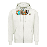 Oatmeal Heather Cowgirl Min Zipper Hoodie - CowCowDesign