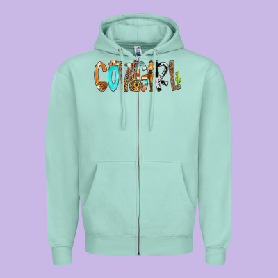 Cowgirl Min Zipper Hoodie Designed By Cowcowdesign